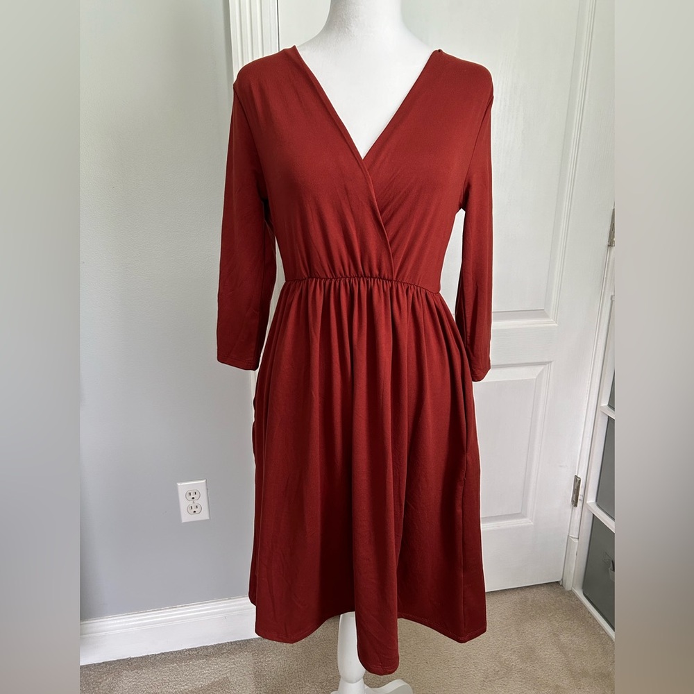 Zenana Knee Length Rust Color Dress